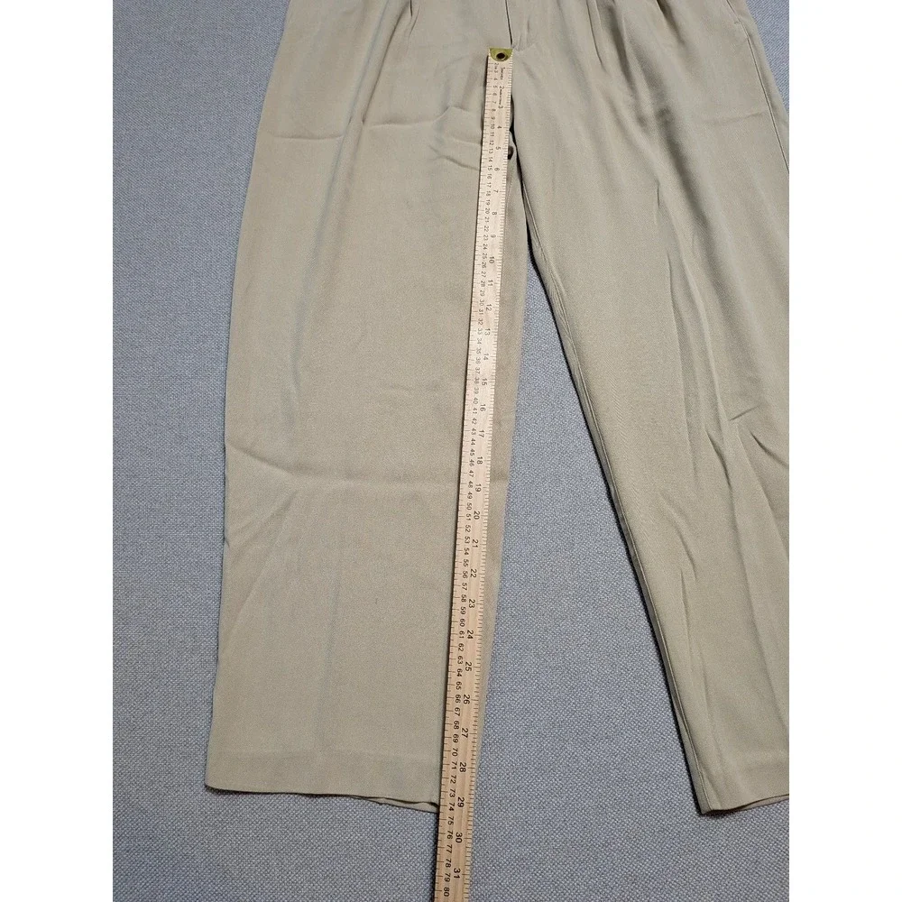 Roundtree & Yorke Caribbean Mens Pants Tan 34x29 100% Silk Herringbone Relaxed